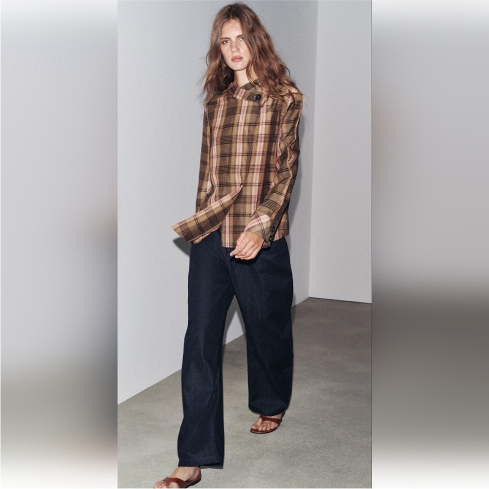 Zara Plaid Top L